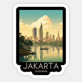 A Vintage Travel Illustration of Jakarta - Indonesia Sticker